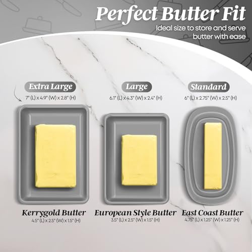 Extra Large Ceramic Butter Dish with Lid (Gray / Extra Large)