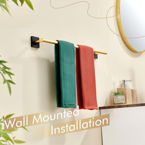 Bathroom Towel Bar Bath Towel Holders for Toilet Kitchen Cabinet Wall Mount 24 Inch Black with Gold Stainless Steel B4005GDK (Black Gold / 24-Inch)