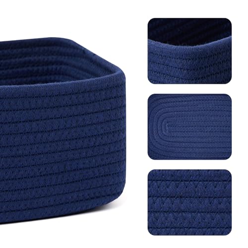 Small Storage Baskets for Organizing (3pcs-L11.5xW7.5xH4.7" / Navy Blue)