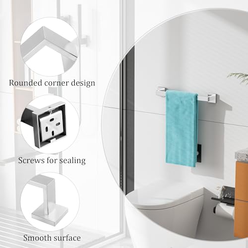 Towel Bar Towel Racks for Bathroom Wall Mount 16 Inch (Single 16 Inch / Brushed Nickel)