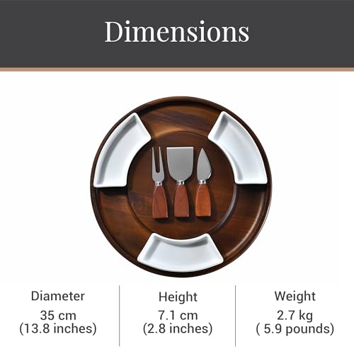 Acacia Wood Lazy Susan Cheese Board (Round 13.5" with Engraving)