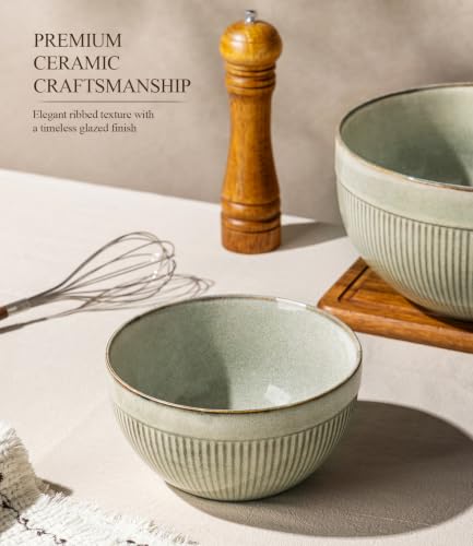 Ceramic Mixing Bowls Set of 3 (Desert Sage / Set of 3)