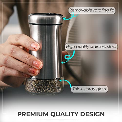 Pepper Shaker or Salt Shaker with Adjustable Pour Holes (Black Shaker)