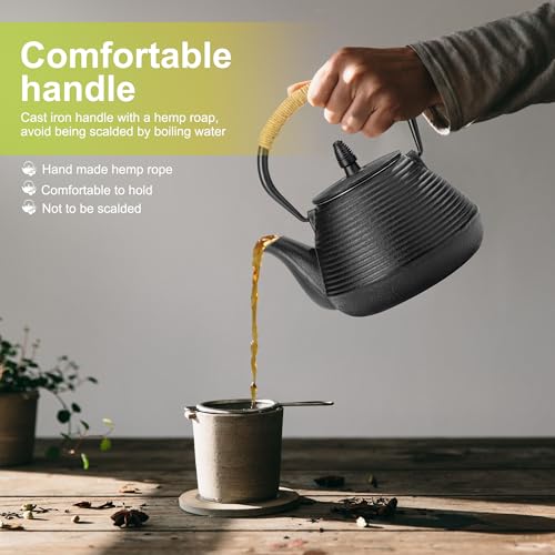 Japanese Tetsubin Tea Kettle Cast Iron Teapot with Stainless Steel Infuser 30 oz (Pagoda 30 oz / 900 ml)