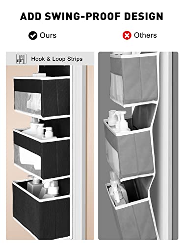 2-in-1 Over The Door Organizer for Nursery Closet Bathroom Dorm (Black / 6 Tier)