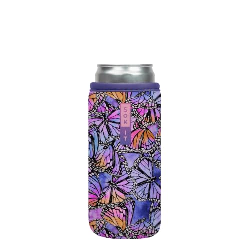 CanSok Sleeve for Beer & Soda Insulated Neoprene Cover (Butterfly Galaxy / 12oz Slim Can Sleeve)