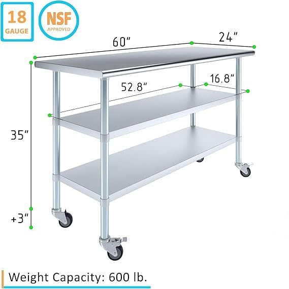 60x24 Heavy Duty Work Table (60" Long x 24" Deep)
