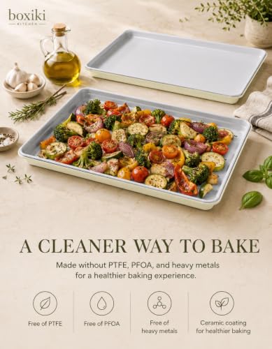 Ceramic Baking Sheet Half Size 17"x11" (Half Ceramic Sheet Cream)