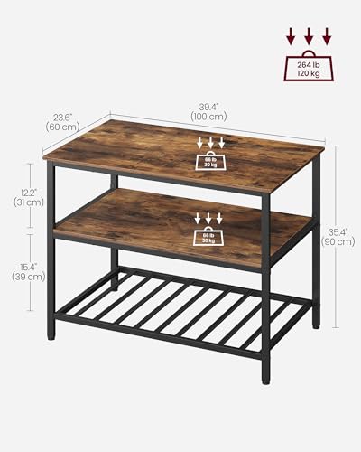 Kitchen Island with 3 Shelves