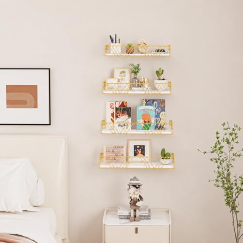 Floating Shelves for Wall Set of 4 (Gold)