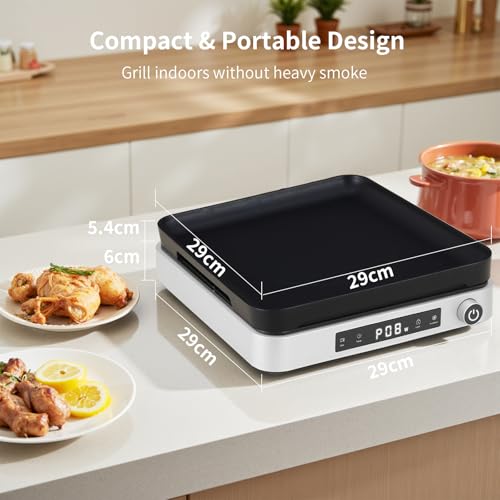 Portable Induction Cooktop with Griddle Pan (Single Induction Cooktop with Grill Pan)
