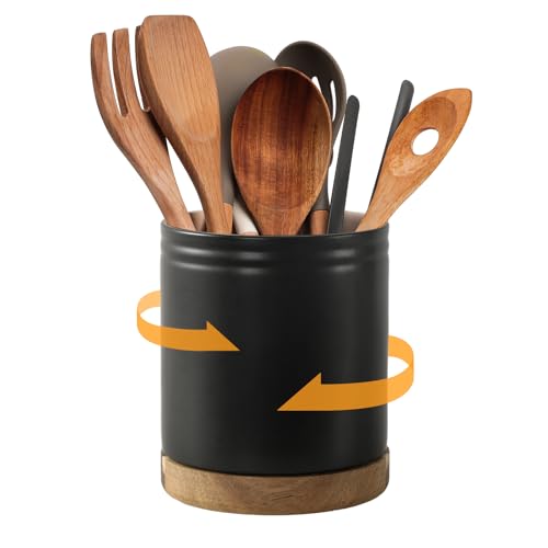 7.6" 360° Rotating Utensil Holder (Matte Black / 7.6 Inch)
