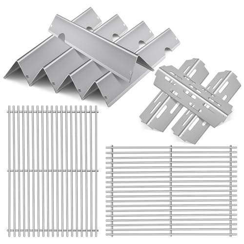 Stainless Steel Grill Flavorizer Bar Heat Plates with 2 Pack Grates BBQ Gas Grill Replacement Parts for Weber Genesis II 300 Series Genesis II E (Stainless Steel 3+5+2grate)