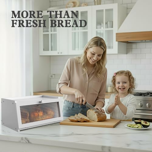 Bread Box for Kitchen Countertop (White / 1‑tier)