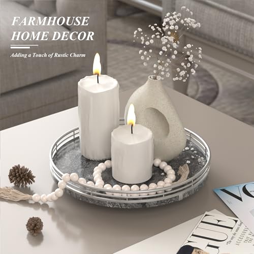 AHM10 Inch Gray Marble Lazy Susan with Silver Iron Frame (Gray & Silver / 10 inches)