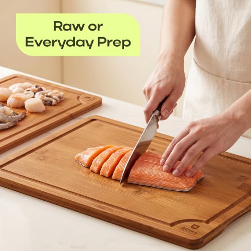 Wooden Cutting Boards for Kitchen Meal Prep & Serving (2-Piece / Brown)