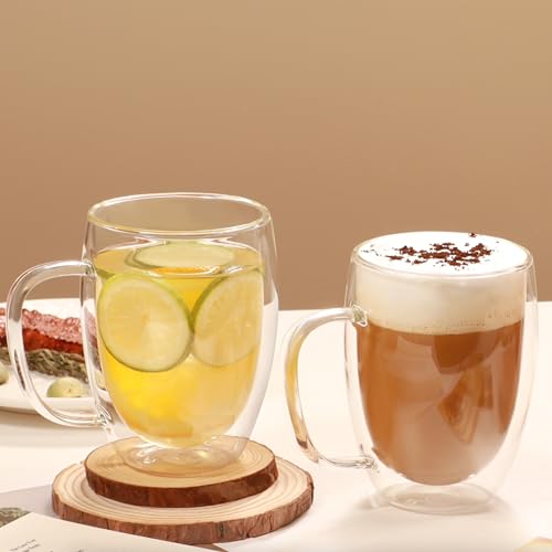 12oz Double Walled Glass Coffee Mugs (12oz(4-pack))