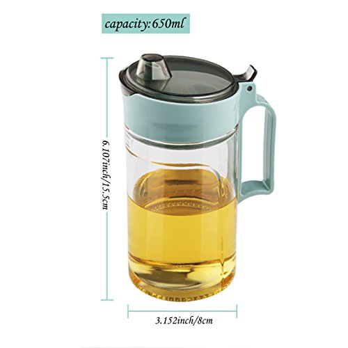 Olive Oil Vinegar Syrups Bottle Dispenser Cruet (Green-650ml)