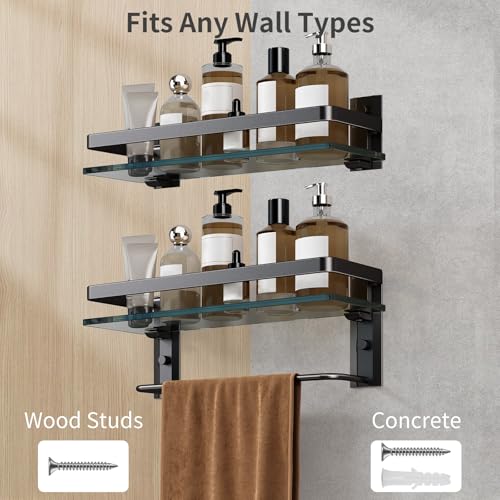 Bathroom Shelves Wall Mounted (Black / Combo Set)