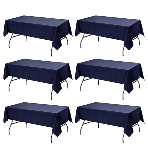 6 Pack Navy Blue Tablecloths for Rectangle Tables (Navy Blue / 60x102 In, 6 Pack)
