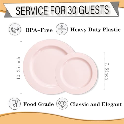 60PCS Pink Plastic Plates (60 Count)