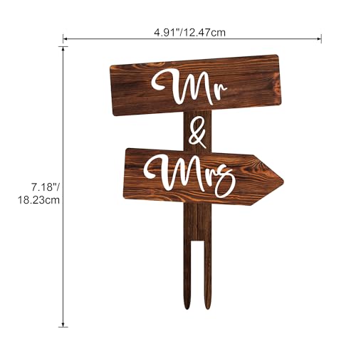 Rustic Mr & Mrs Cake Topper in Wood Cake Decoration for Wedding & Engagement (Mr & Mrs)