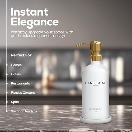 Luxury Glass Hand Soap Dispenser Bathroom Set by Brighter Barns (Gold H)