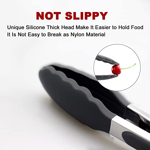 2 Pack Silicone Kitchen Tongs (Black)
