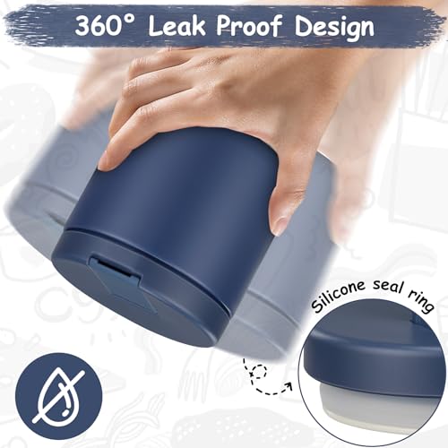 19oz Insulated Vacuum Food Jar with Buckle Lid Wide Mouth Soup Thermo for Hot Food Kids Leakproof Stainless Steel Lunch Container (Blue-L / 19OZ)