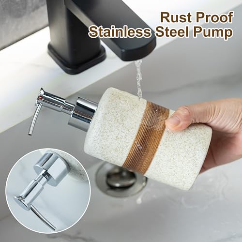 Ceramic Hand Soap Dispenser for Kitchen and Bathroom (White and White / 1xSoap Dispenser)