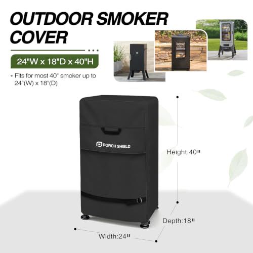 40 inch Outdoor Smoker Cover 24W x 18D x 40H inch (24"W x 18"D x 40"H / Black)