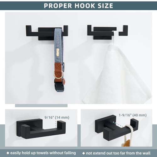 Bathroom Towel Hook Matte Black (2 Pack / Matte Black)