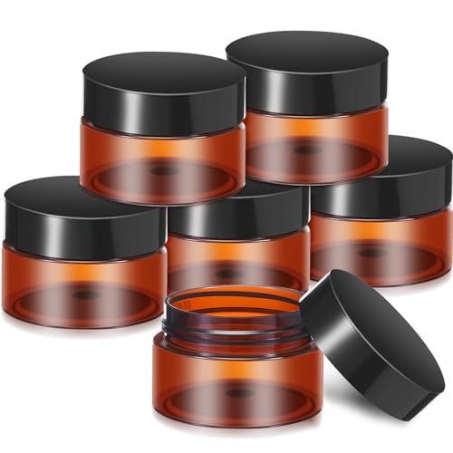 6 Pack Clear Container with Lids Small Plastic Pot Jars Wide Mouth Round Leak Proof Plastic Container Jars with Lid for Travel Storage