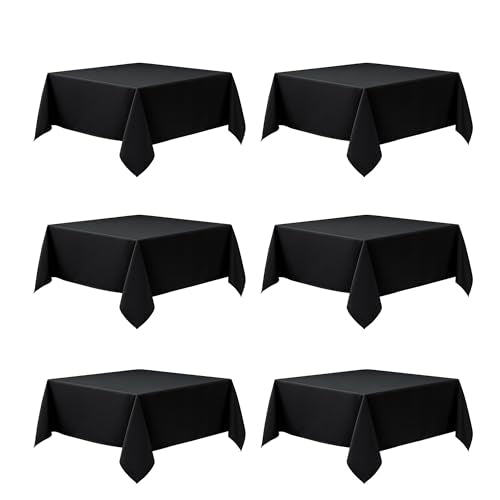 6 Pack Black Tablecloths for Square Tables (Black / 70x70 In, 6 Pack)