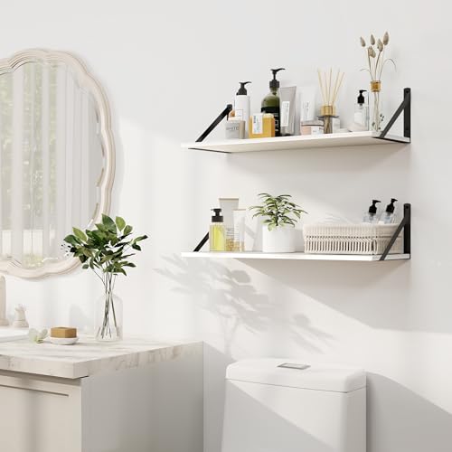 White Deep Floating Shelves for Wall
