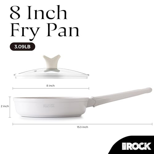 SOHO 8 Inch Non Stick Frying Pan with Lid (Cream / 8 Inch)
