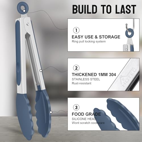 Silicone Kitchen Tongs for Cooking (Neutral Color)