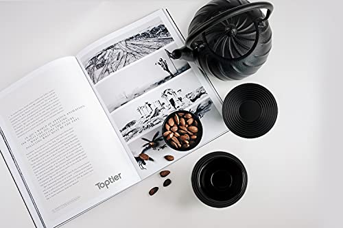 Tea Kettle TOPTIER Japanese Cast Iron Teapot with Infuser (0.9 Quarts / Midnight Black)