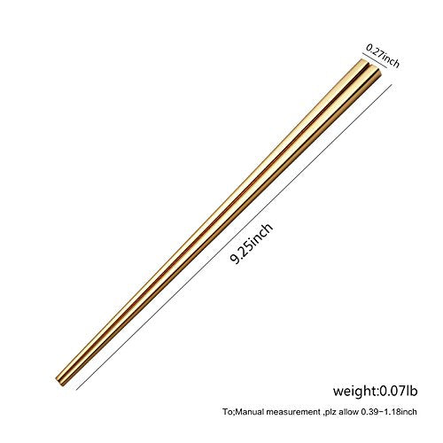 5 Pair Gold Stainless Steel Chopsticks (Golden)