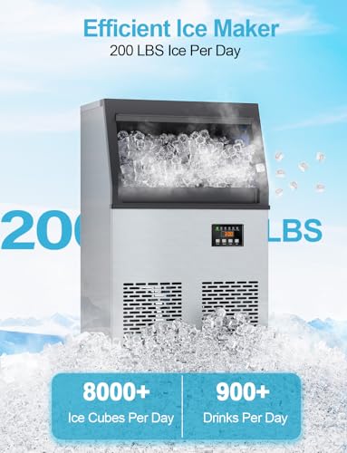 Commercial Ice Maker Machine (200lbs/24H / Commercial Ice Maker-Black)