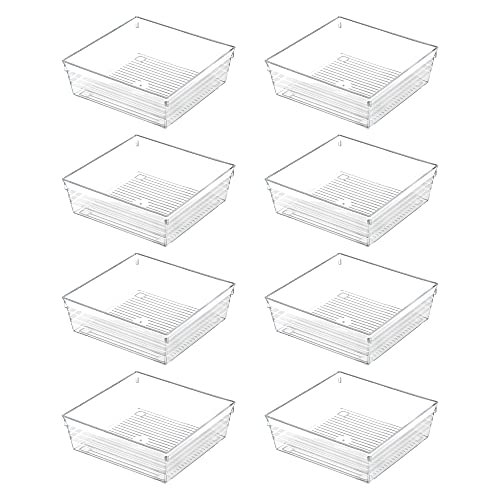 Clear Plastic Drawer Organizer Tray for Vanity Cabinet (6 in x 6 in x 2 in)
