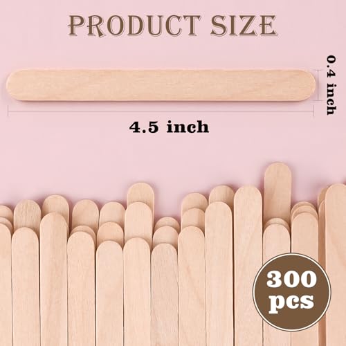 300 Pcs 4.5" Length Popsicle Wooden Sticks (300 Pcs Wooden Sticks)