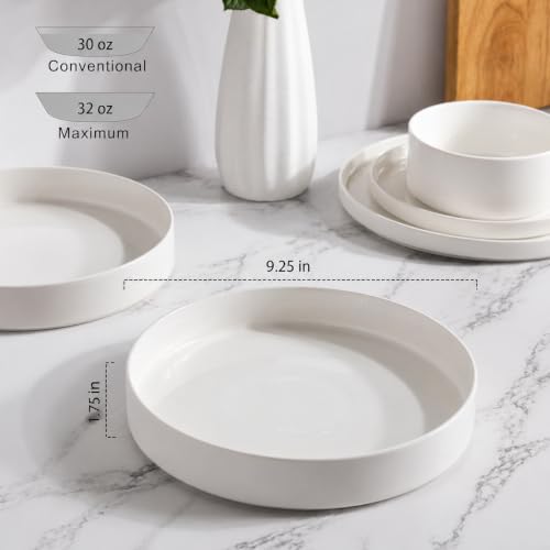 9.25" Ceramic Pasta Bowls Set of 4 (Set of 4 / White)