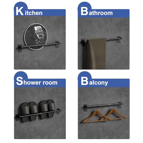 Adhesive Adjustable Towel Bar (1 Pack / Heavy Duty-self-adhesive-matte Black)