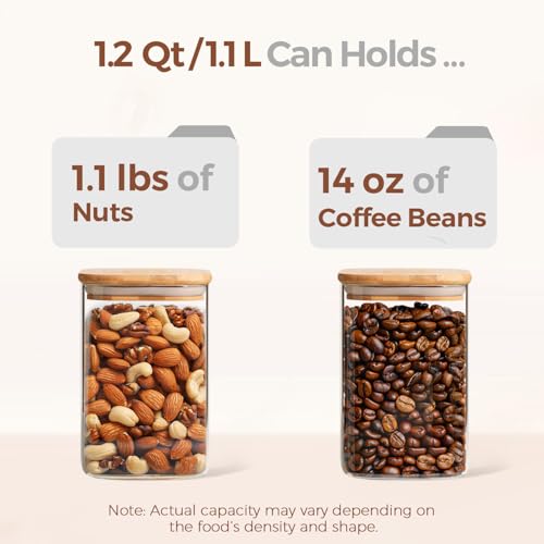 Square Glass Containers with Lids 1.2 Qt (9 Count)