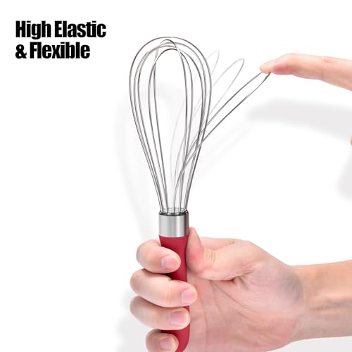18 8 Stainless Steel Balloon Whisk for Cooking (S / Red)