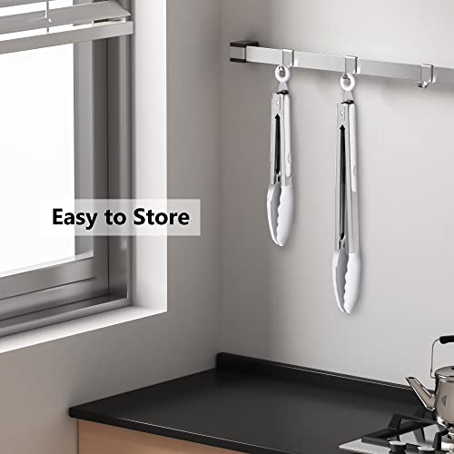2 Pack Silicone Kitchen Tongs (Light Grey)