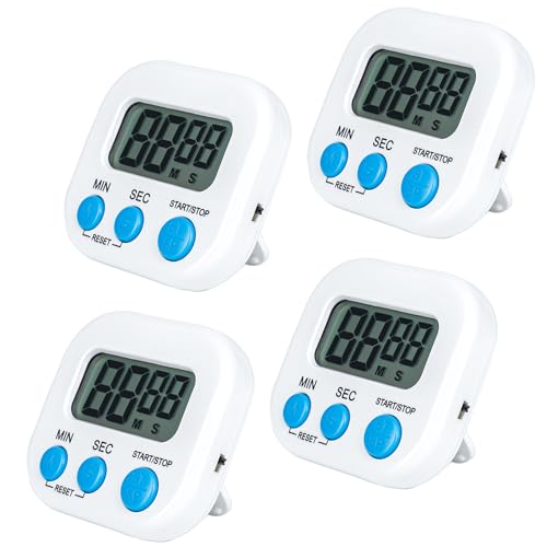 Pack of 4 Kitchen Timer with Big Digital Numbers and Loud Alarm