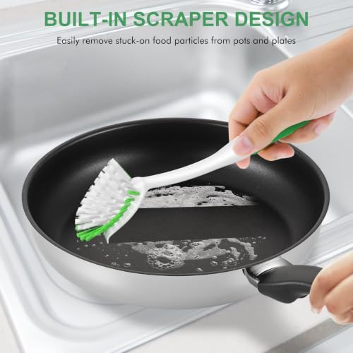 Dish Brush with Handle (Green / 3 pack)