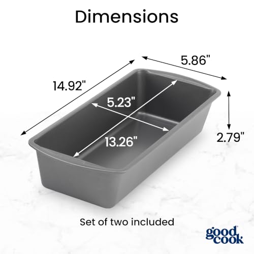 Set of 2 Extra Large 13" x 5" Nonstick Steel Bread Loaf Pans (2 Count)
